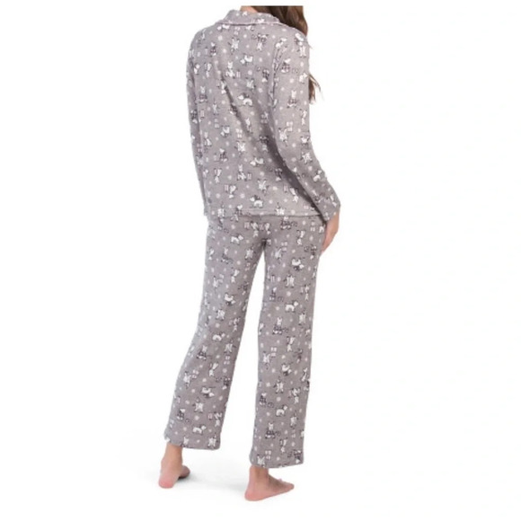 Laura Ashley Scottie Dog Pajama Set Long Sleeve Top and Pants Size Small Holiday - Picture 2 of 11